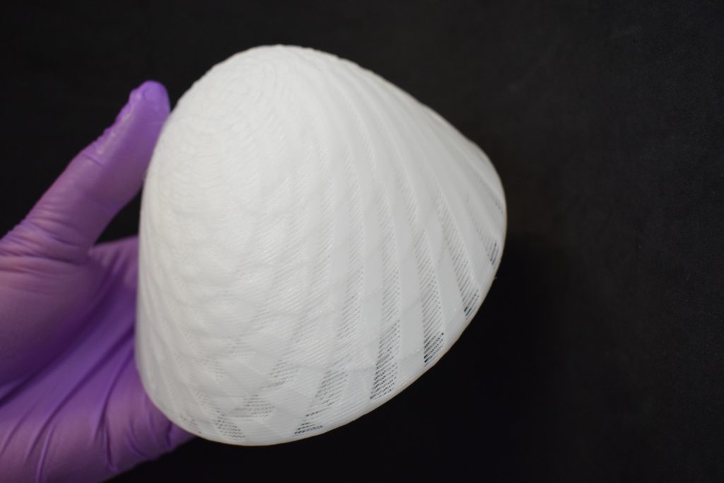 BellaSeno 3D printed bioresorbable Senella breast scaffold. Photo via BellaSeno
