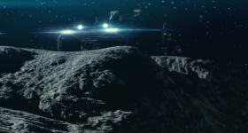 洛克希德·马丁（Lockheed Martin）的AI驱动的月球漫游者的渲染。