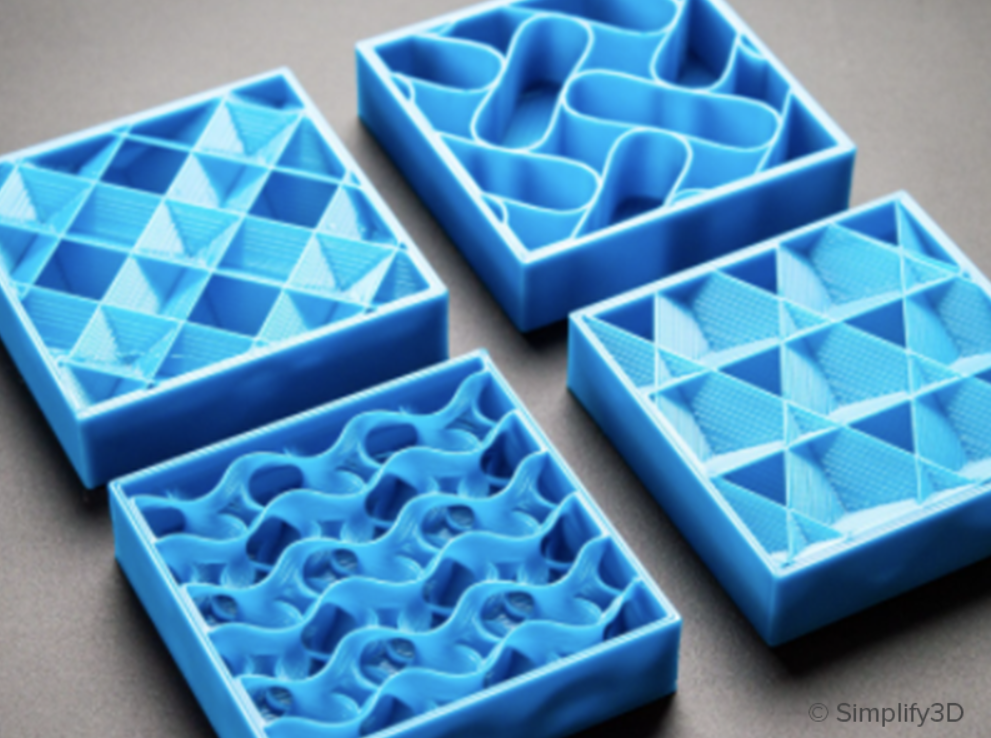 3D Infill Patterns. Image via Simplify3D.