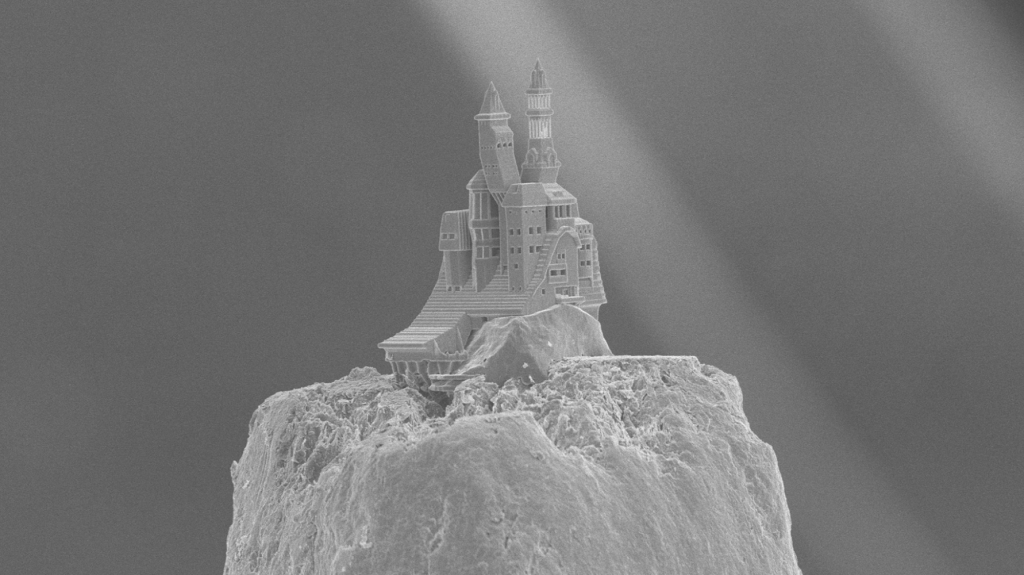 传统的俄罗斯Datsche城堡3D印在铅笔上。照片通过：Ovsianikov等。tu Wien