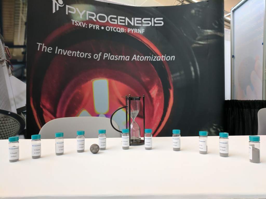 Pyrogenesis metal powders for additive manufacturing. Photo by Michael Petch.