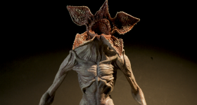 A 3D printed hand painted Demogorgon model that was presented to the Stranger Things executives. Photo via Formlabs.