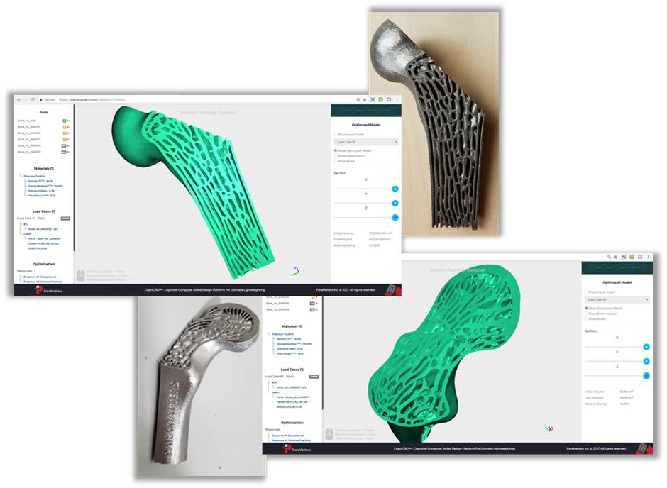 基于CogniCAD的3D打印骨种植体拓扑优化图像通过Paramatters