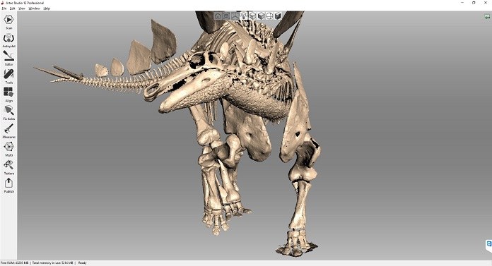3D scan of a stegosaurus. Image via Triebold Paleontology, Inc./Artec 3D
