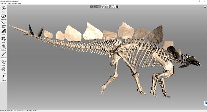 Complete digital model of the Denver Museum of Nature & Science;s stegosaurus. Image via Triebold Paleontology, Inc./Artec 3D