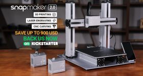 Snapmaker 2.0三合一3D打印机在Kickstarter上。图像通过Snapmaker