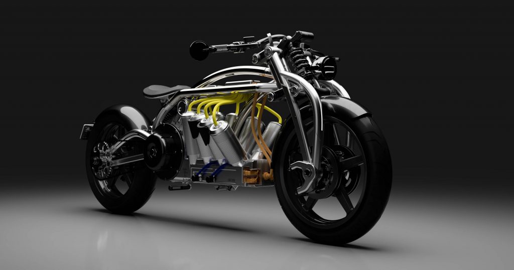 柯蒂斯摩托车公司的宙斯8摩托车设计。图片通过柯蒂斯摩托车公司