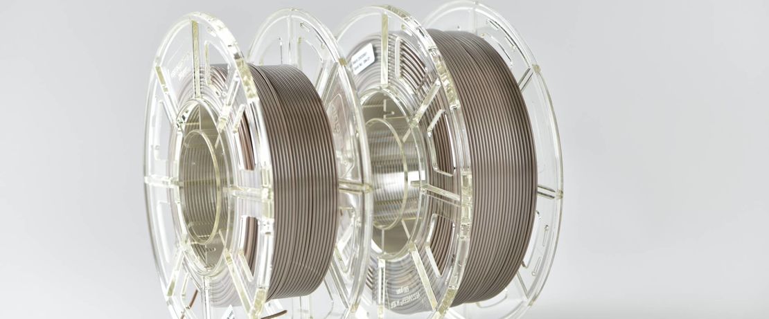 Evonik's new natural colored filament comes wound on 250g and 500g spools. Photo via Evonik.