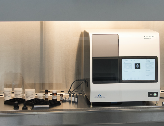 Allegro 3d's Stemaker Model D machine and some bioprinting materials.