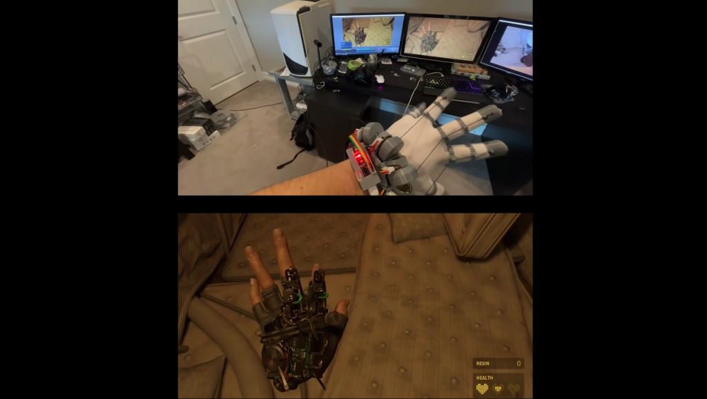 The LucidVR being used to track finger movements in Half Life Alyx. Photo via Lucas VRTech.