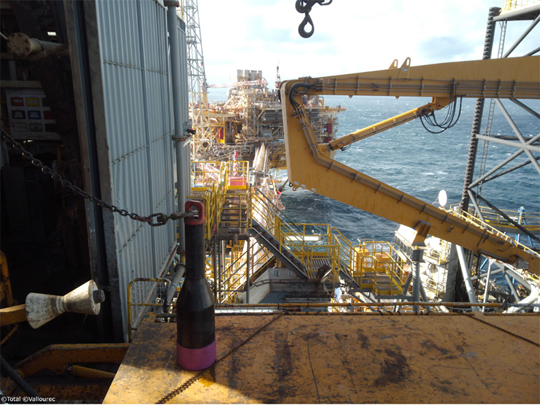 The 3D printed water bushing (lower left) on board the EIG Elgin-Franklin rig. Photo via Vallourec.