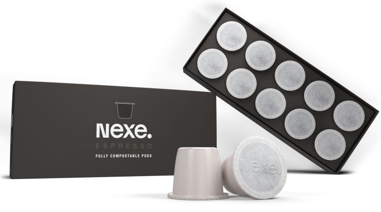 可堆肥的Nexe Pod与Nespresso机器兼容。通过Nexe创新照片。