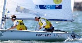 澳大利亚帆船队在东京奥运会上获得金牌。照片通过东京2020/费尔曼合金。