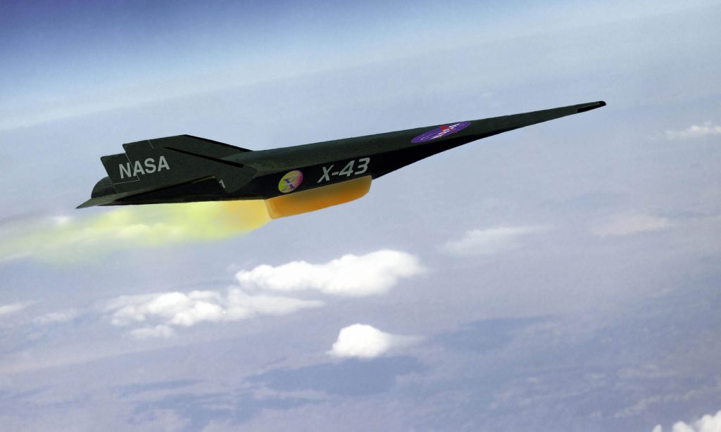 X-43A Hypersonic研究车是NASA Hyper-X计划的一部分，在2004年达到9.6马赫的速度。图片通过NASA。