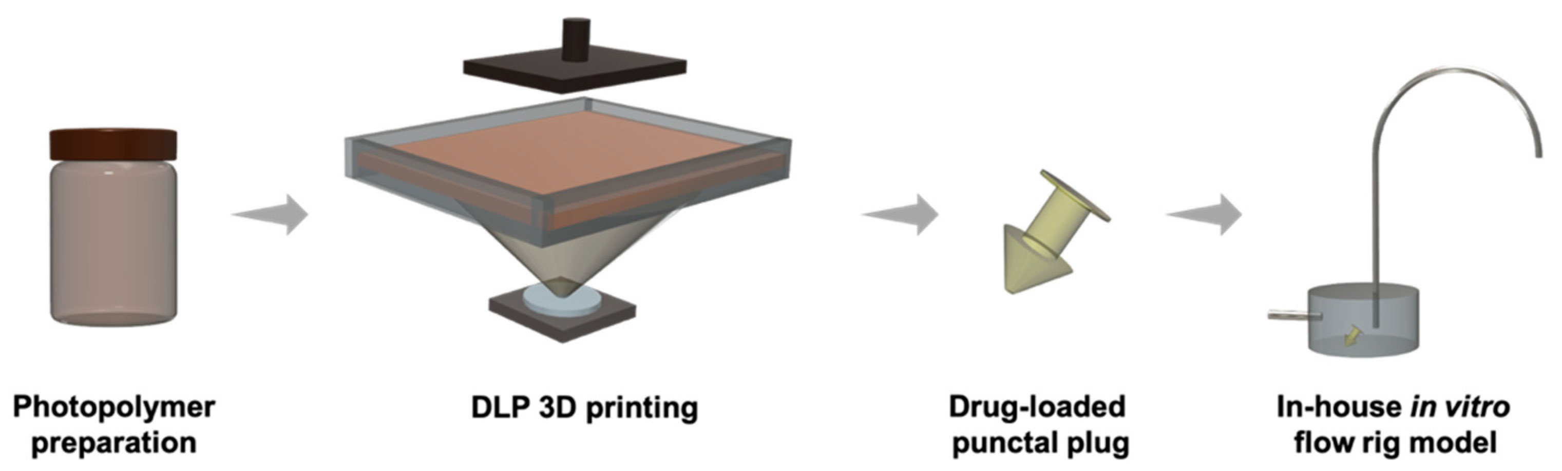 用于体外溶出研究的DLP 3D打印工艺和内部流动钻机模型。通过MDPI形象。