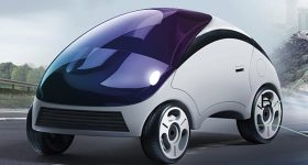 具有3D打印自动传感器系统的自动驾驶汽车的模型。