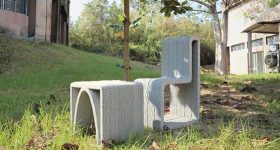 The researchers' 3D printed 'urban furniture.'