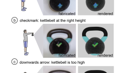 A kettlebell with a 3D printed surface that tells the user how to hold it properly. Image via MIT.