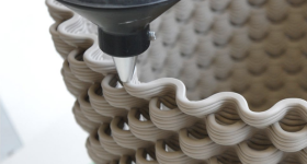 One of the researchers' lamp shades being 3D printed. Photo via James Clarke-Hicks, the University of Waterloo.